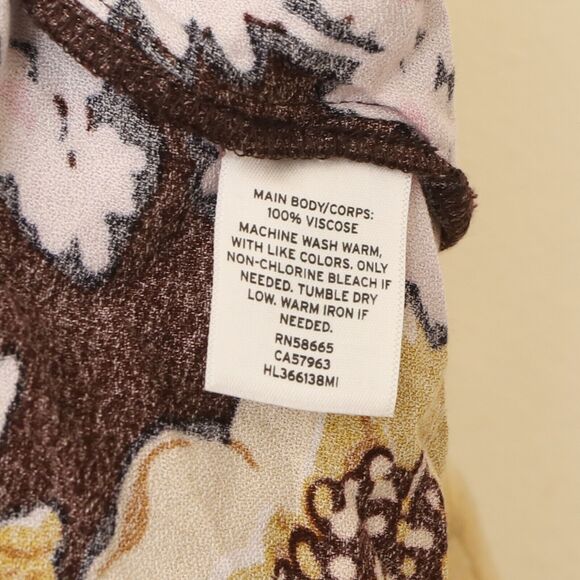 Hinge Nordstrom Floral Pintuck Mini Dress M Brown Multi Long Sleeve NWT B59 - Picture 6 of 6